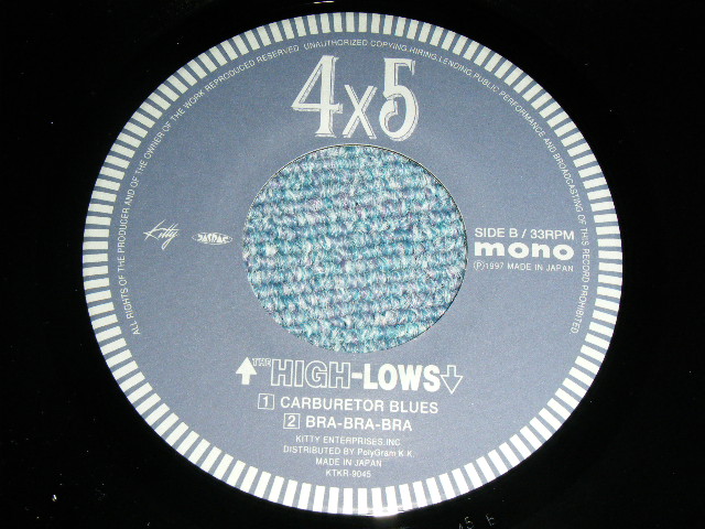 画像: ザ・ハイロウズ THE HIGH-LOWS （ブルーハーツ　THE BLUE HEARTS ）ー 4x5 フォーバイファイブ  (MINT-/MINT- ) / 1997 JAPAN ORIGINAL Used  7"33 rpm EP