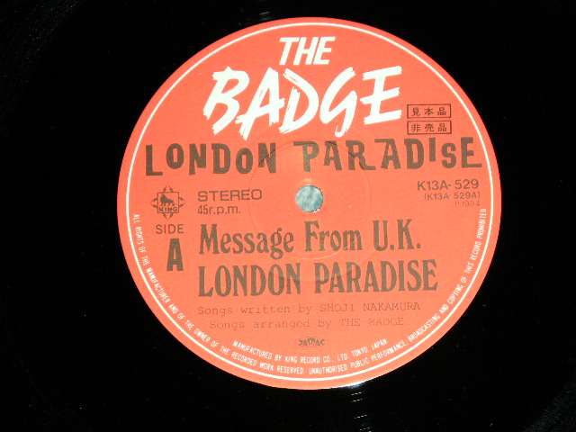 画像: THE BADGE - LONDON PARADISE   / 1984 JAPAN ORIGINAL 'PROMO' Used 12" 