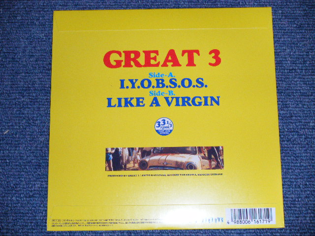 画像: GREAT 3 - L.Y.O.B.S.O.S. / LIKE A VIRGIN : Cover of MADONNA song (MINT/MINT )  / 1999 JAPAN ORIGINAL  Used 7" Single 