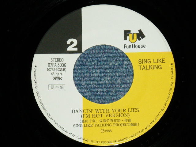 画像:  SING LIKE TALKING  シング・ライク・トーキング - DANCIN' WITH YOUR LIES  ( Ex++/Ex+ )  /  1988 JAPAN ORIGINAL "PROMO" Used  7" Single 