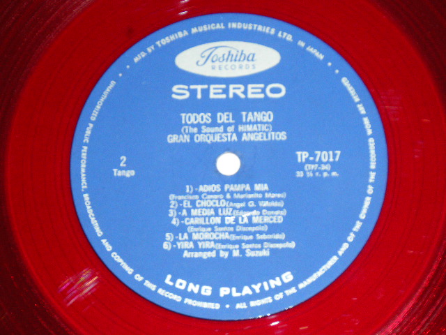 画像: グラン・オルケスタ・アンヘルトス GRAN ORQUESTA ANGELITOS  - タンゴの総て TODOS DEL TANGO ( Ex+++/Ex+++)  / 196? JAPAN ORIGINAL "RED WAX VINYL" Used LP With OBI (半かけオビ)