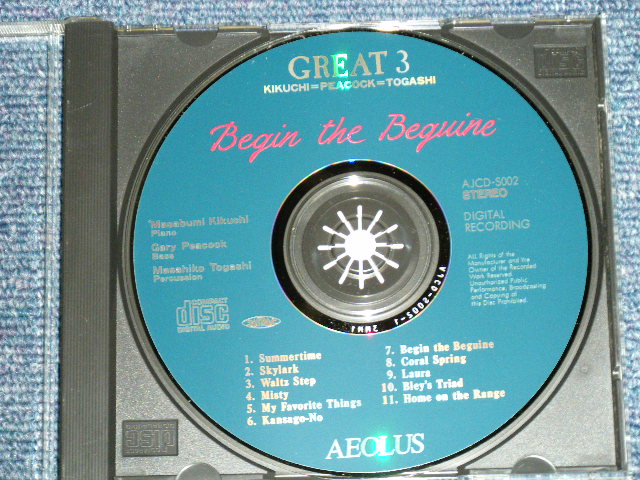 画像: GREAT 3 ( 菊地雅章＋ゲイリー・ピーコック＋富樫雅彦 MASAAKI KIKUCHI + GARY PEACOCK + MASAHIKO TOGASHI) - BEGIN THE BEGUINE ( MINT-/MINT)  / 1994  JAPAN ORIGINAL Used CD 